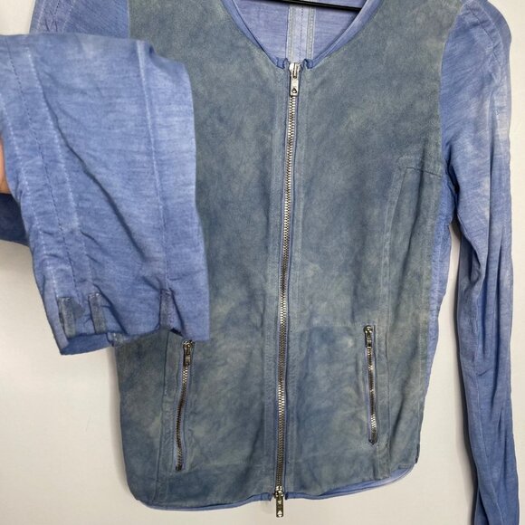 Roncarati Lambskin Leather Jacket Womens Size 40 US Size 2-4 Blue Italian Luxury - Picture 3 of 8